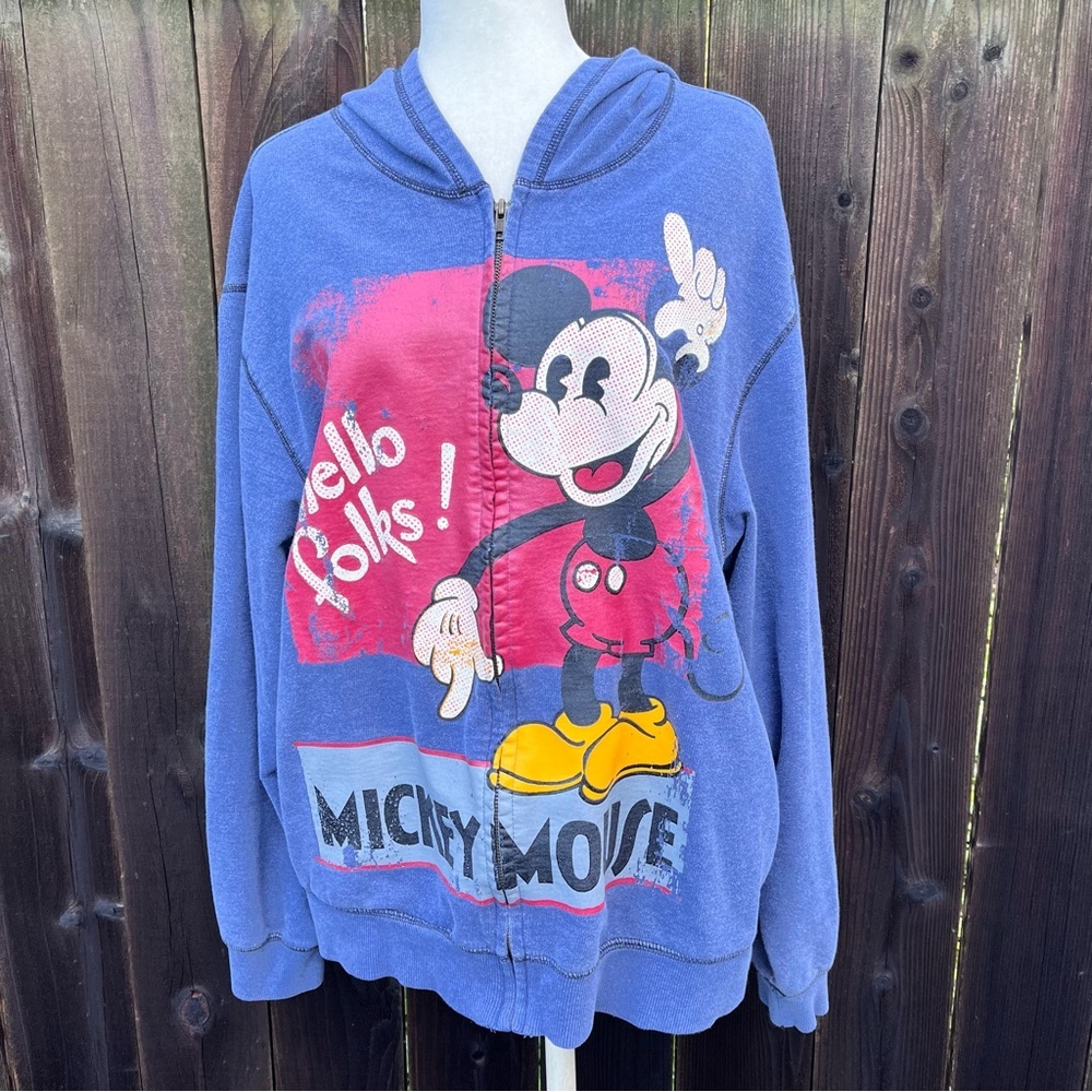 Disney Store Unisex Mickey Mouse Distressed Graphic Hoodie - Size Large